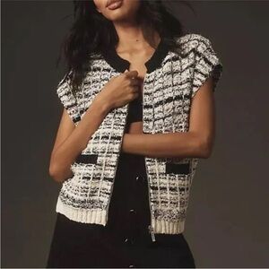 Maeve Black and White Knit Vest